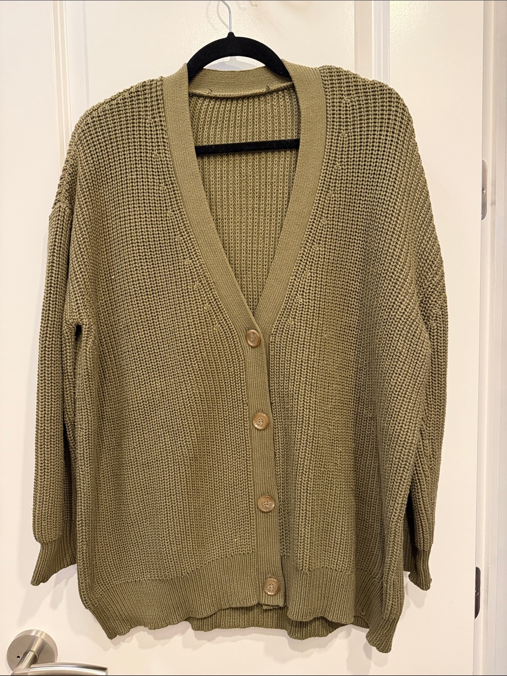 EUC Jenni Kayne cotton cocoon cardigan - olive green